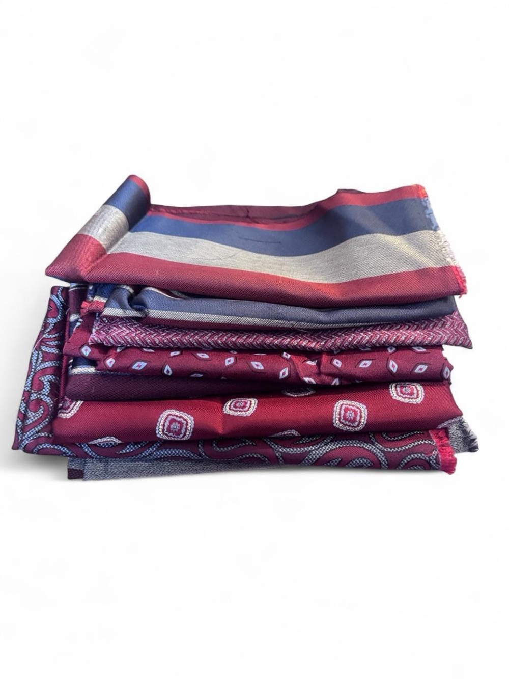 8pc bundle lot red 100% Italian silk fabric remnants